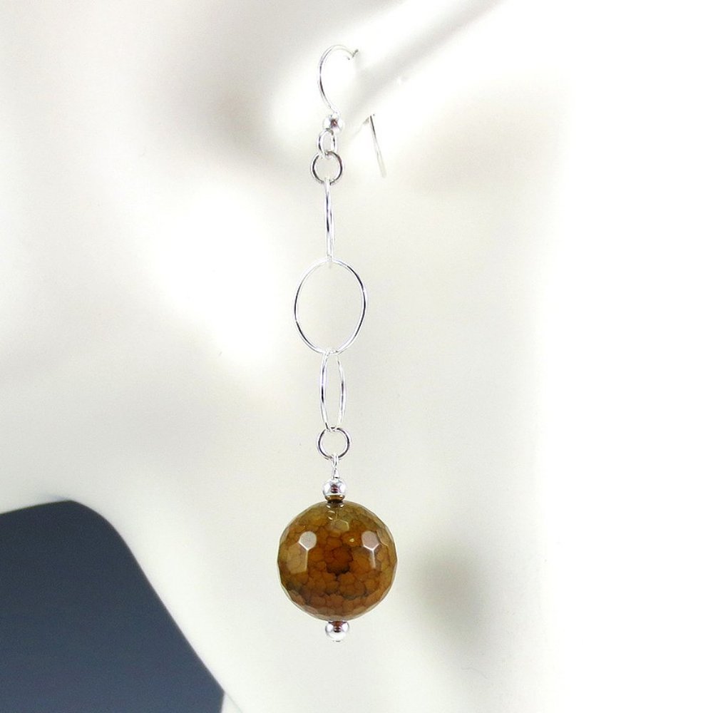 Crackle Agate and Sterling Silver Earrings